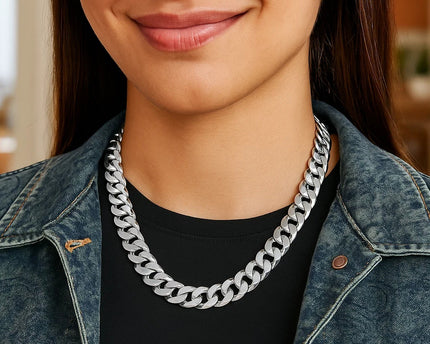 Rhodium Plated Sterling Silver Curb Style Chain (11.60 mm)