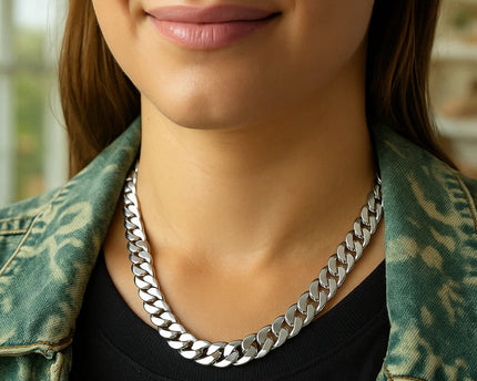 Rhodium Plated Sterling Silver Curb Style Chain (11.60 mm)