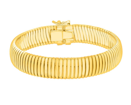 Sterling Silver Yellow Gold Plated Standard Thick Tubogas Bracelet (12.00 mm)