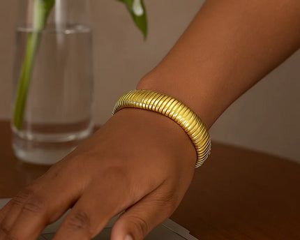 Sterling Silver Yellow Gold Plated Standard Thick Tubogas Bracelet (12.00 mm)