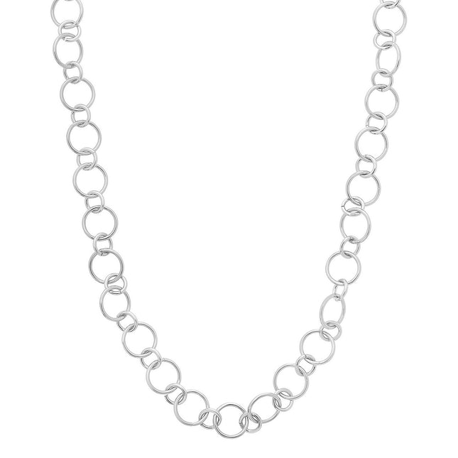 Sterling Silver Rhodium Plated Link Necklace
