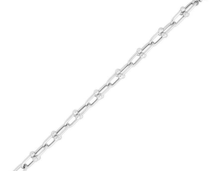 Sterling Silver Rhodium Plated Jax Link Bead Bracelet (9.20 mm)