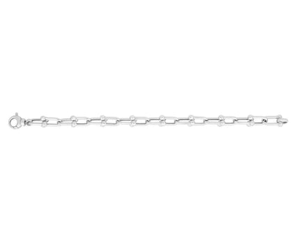 Sterling Silver Rhodium Plated Jax Link Bead Bracelet (9.20 mm)