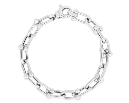 Sterling Silver Rhodium Plated Jax Link Bead Bracelet (9.20 mm)