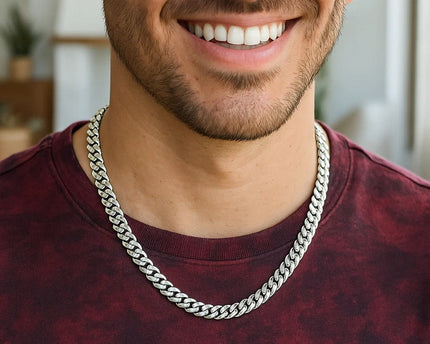 Sterling Silver Rhodium Plated Miami Cuban Chain (6.30 mm)