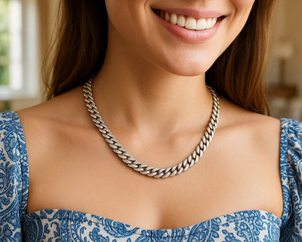 Sterling Silver Rhodium Plated Miami Cuban Chain (6.30 mm)