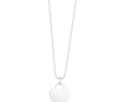 Sterling Silver Rhodium Plated Heart Charm Necklace