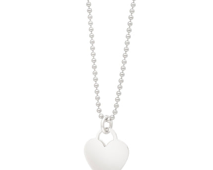 Sterling Silver Rhodium Plated Heart Charm Necklace