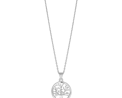 Sterling Silver inch Round Tree of Life Necklace