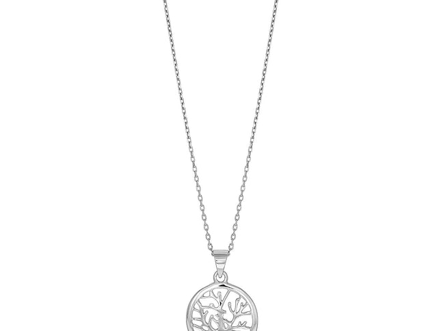 Sterling Silver inch Round Tree of Life Necklace