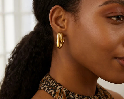 Sterling Silver Yellow Gold Plated Double Row Big and Small Hoop Earrings