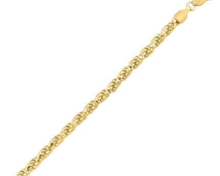 Sterling Silver Yellow Gold Plated Diamond Cut Royal Rope Chain (5.00 mm)