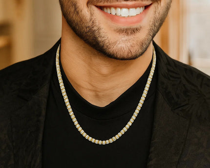 Sterling Silver with Gold Plated Ice Barrel Chain (4.00 mm)