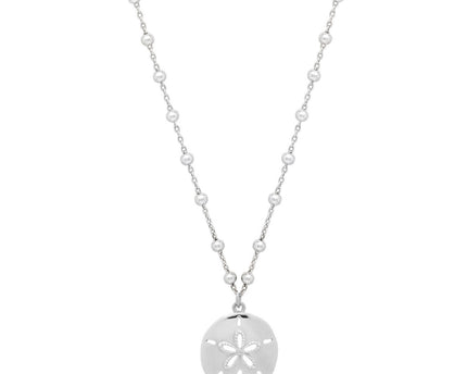 Sterling Silver Rhodium Plated Sand Dollar Necklace