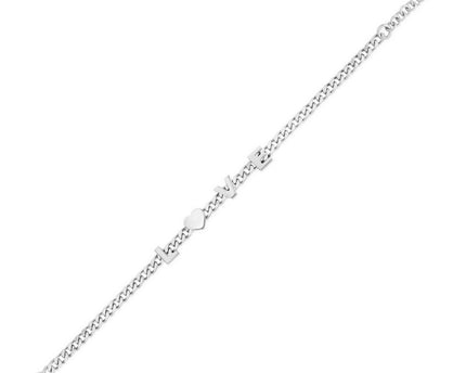 Sterling Silver Rhodium Plated Love Chain Bracelet
