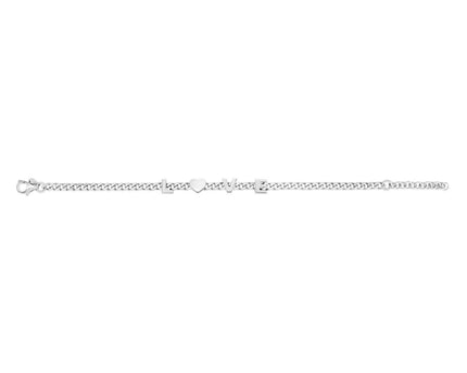 Sterling Silver Rhodium Plated Love Chain Bracelet