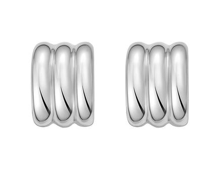 Sterling Silver Triple Row C Hoop Earrings