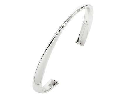 Sterling Silver Rhodium Plated Sculpted Cuff Bangle