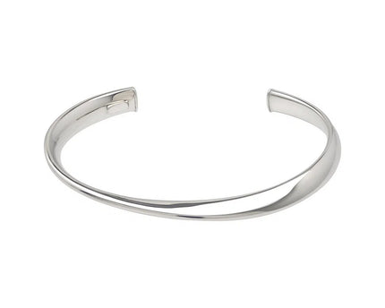 Sterling Silver Rhodium Plated Sculpted Cuff Bangle