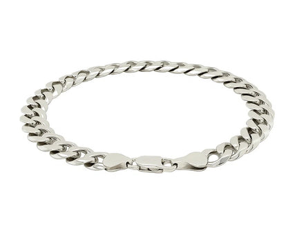 Rhodium Plated Sterling Silver Curb Style Bracelet (7.90 mm)