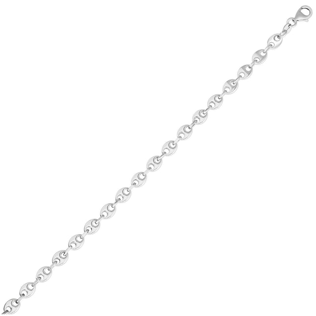 Sterling Silver Rhodium Plated Puffed Mariner Chain (3.70 mm)
