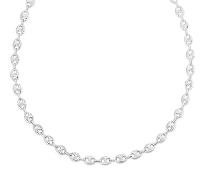 Sterling Silver Rhodium Plated Puffed Mariner Chain (3.70 mm)