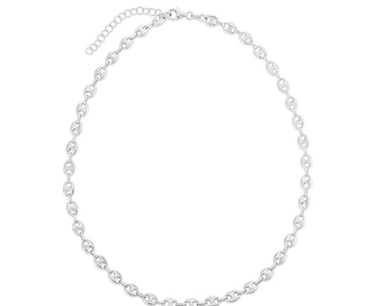 Sterling Silver Rhodium Plated Puffed Mariner Chain (3.70 mm)