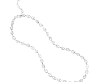 Sterling Silver Rhodium Plated Puffed Mariner Chain (3.70 mm)