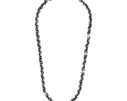 Sterling Silver Gunmetal Finish Oval Link Necklace