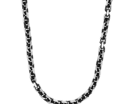 Sterling Silver Gunmetal Finish Oval Link Necklace