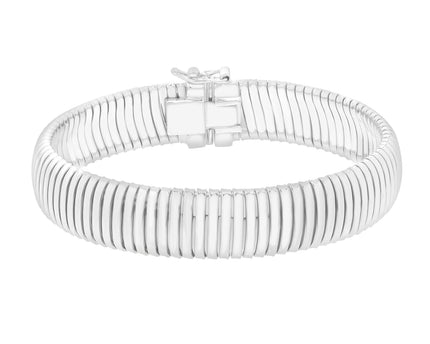 Sterling Silver Rhodium Plated Standard Thick Tubogas Bracelet (12.00 mm)