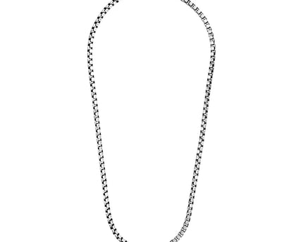 Sterling Silver Gunmetal Finish Round Box Chain Necklace