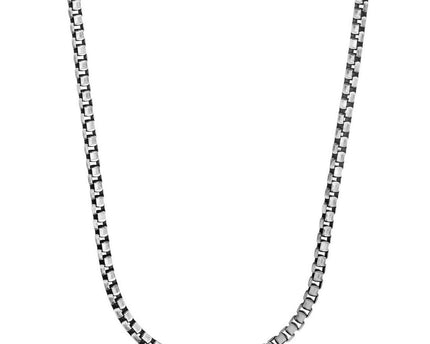 Sterling Silver Gunmetal Finish Round Box Chain Necklace