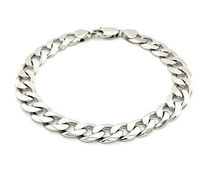 Rhodium Plated Sterling Silver Curb Style Bracelet (11.60 mm)