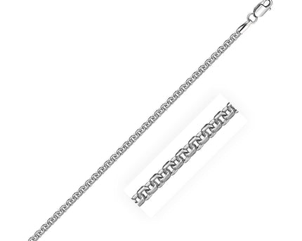Sterling Silver Rhodium Plated Round Box Chain (2.20 mm)