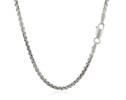 Sterling Silver Rhodium Plated Round Box Chain (2.20 mm)