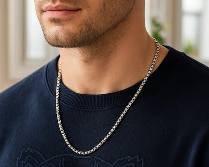 Sterling Silver Rhodium Plated Round Box Chain (2.20 mm)