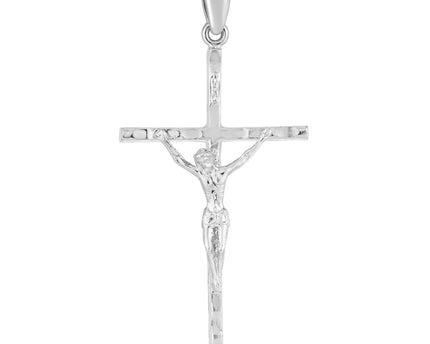 Sterling Silver Rhodium Plated Crucifix Cross Pendant
