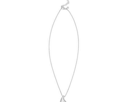 Sterling Silver Rhodium Plated Puffed Raindrop CZ Necklace