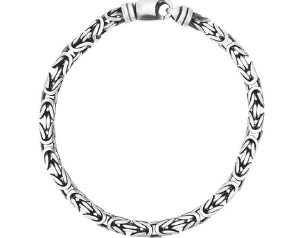 Sterling Silver Gunmetal Finish Byzantine Chain Bracelet (5.00 mm)
