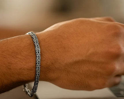 Sterling Silver Gunmetal Finish Byzantine Chain Bracelet (5.00 mm)