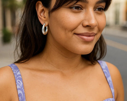 Sterling Silver Medium Graduated Hoop Earrings