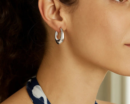 Sterling Silver Medium Graduated Hoop Earrings