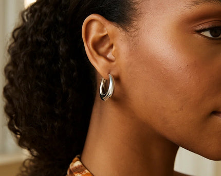 Sterling Silver Medium Graduated Hoop Earrings