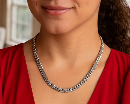 Sterling Silver Rhodium Plated Vintage Puffed Miami Cuban Chain (5.30 mm)