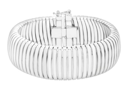 Sterling Silver Rhodium Plated Extra Thick Tubogas Bracelet (18.00 mm)