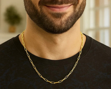 Sterling Silver Gold Plated Paperclip Chain (2.95 mm)