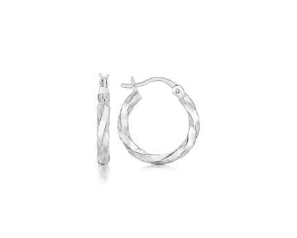 Spiral Style Polished Hoop Earrings in Sterling Silver(3x15mm)