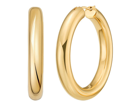 Sterling Silver Yellow Gold Plated Round Hoop Earrings