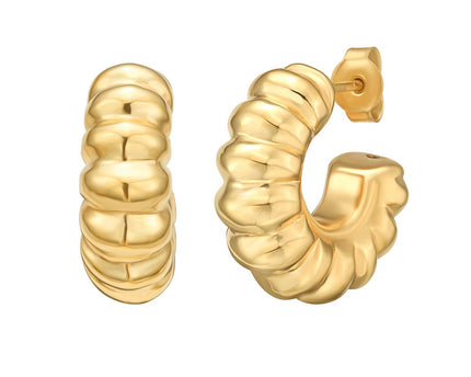 Sterling Silver Yellow Gold Plated Twisted C Hoop Earrings